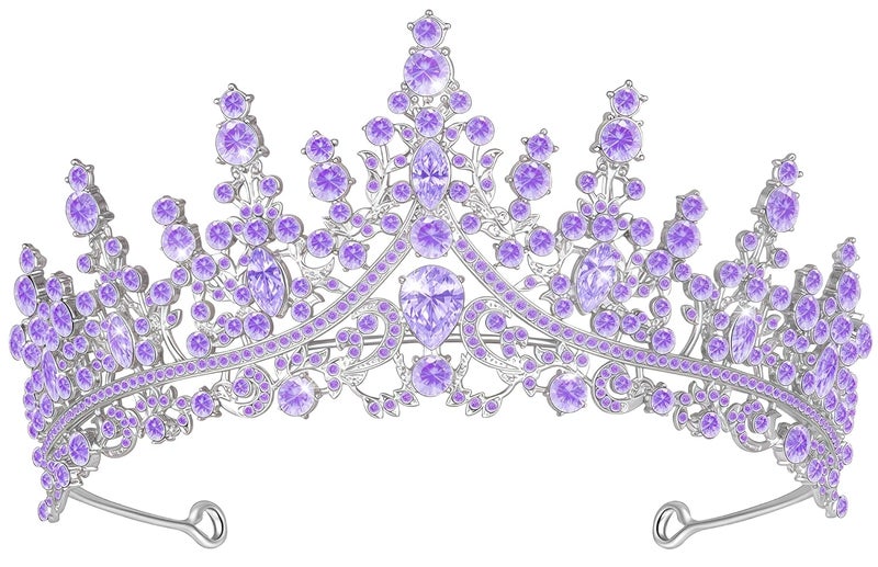Queenship تاج للنساء، تاج ملكة لحفلة عيد الميلاد، حفلة زفاف، حفلة تنكرية بنفسجي - Image 1